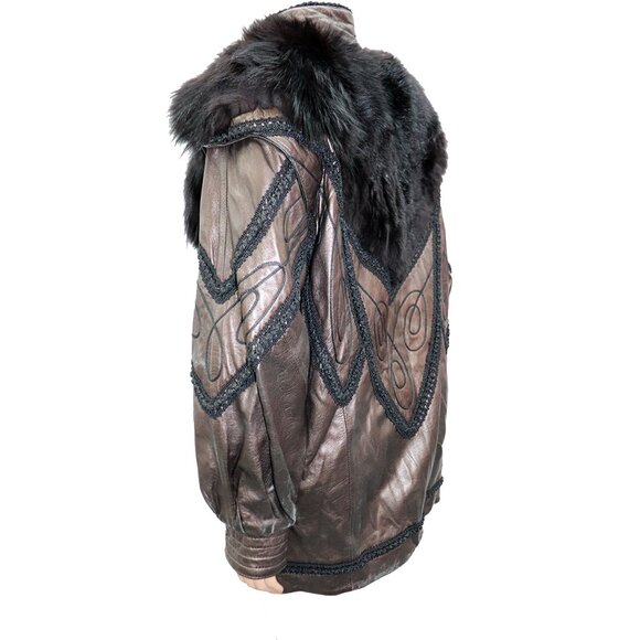 RARE 80s NORMA Canada Detachable FUR Leather Coat OS - Picture 6 of 7